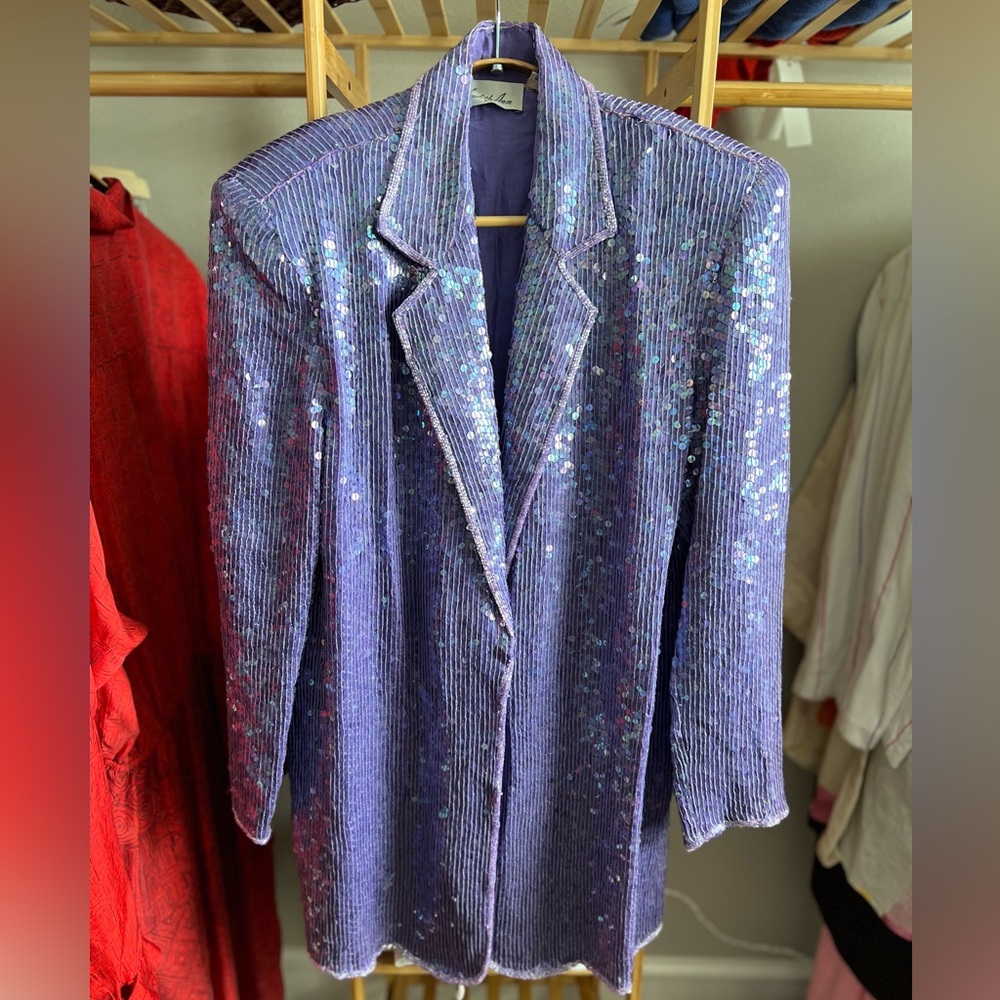 Vintage sequins Paillette blazer purple lavender